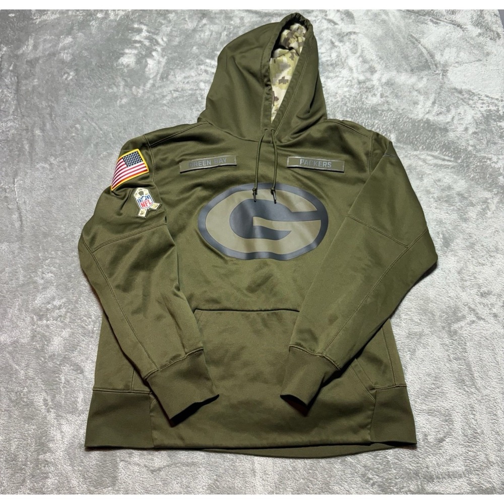 Men's Nike Green Bay Packers Salute To Service NFL Hoodie Football Green Sz L